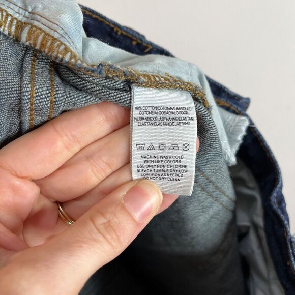 Free People Women's Jean Mini Skirt Sz 2 Pencil Straight Dark Wash Denim Stretch - Picture 4 of 5